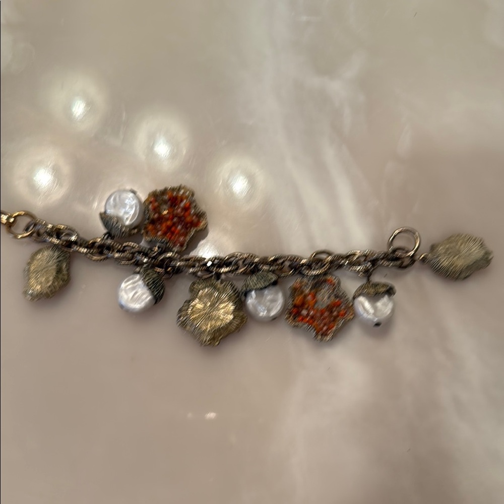 Vintage Gold and Silver Seashell Charm Bracelet